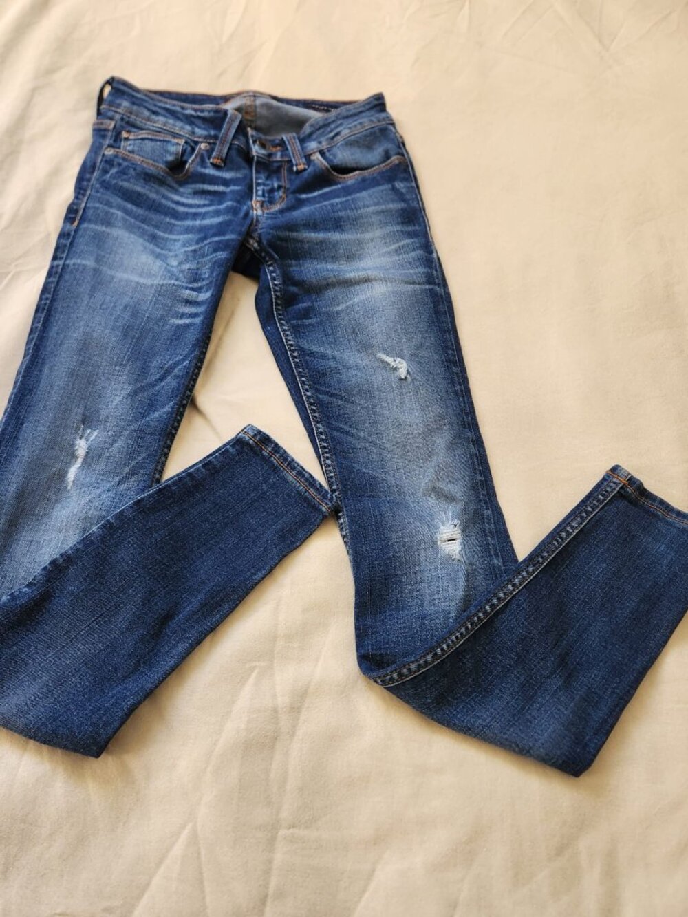 Guess Kids Los Angeles Jeans Size 12 Dark Wash Denim Miniscule shredded, Skinny